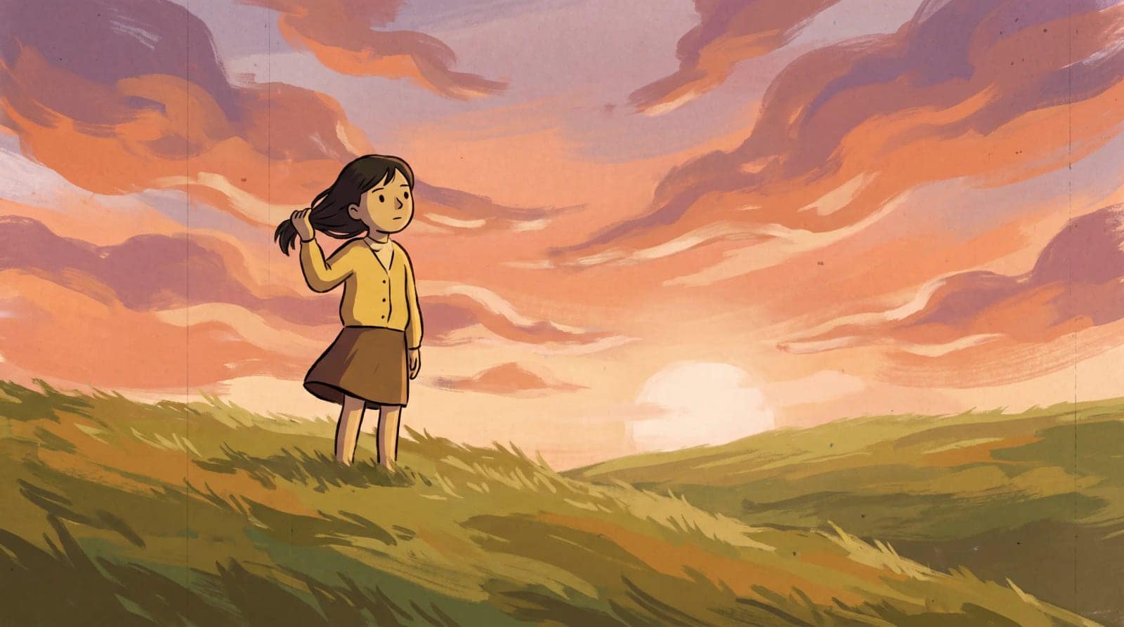 Hand-painted Anime Film Still, Painted backgrounds, soft light and a quiet moment doing nothing much