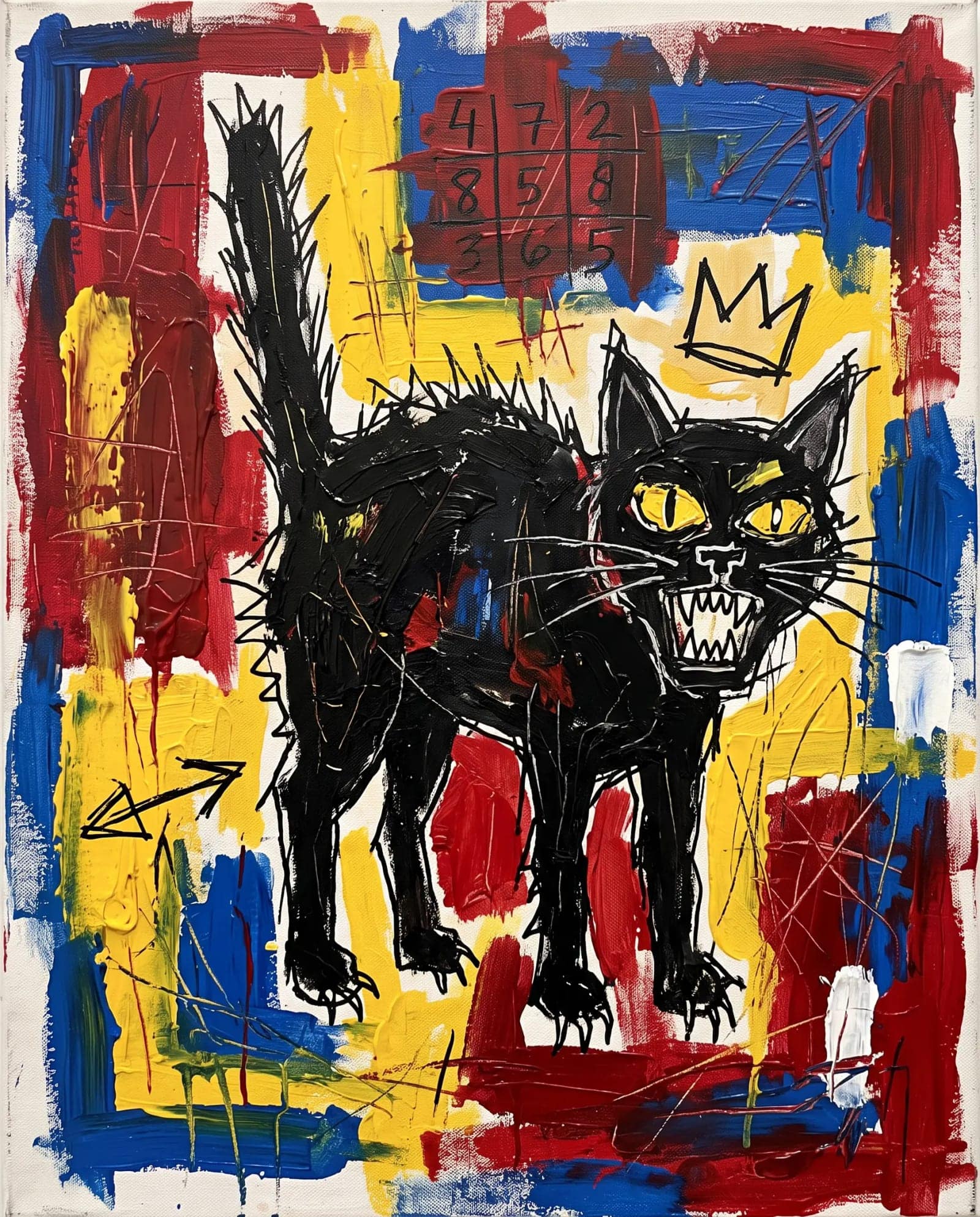 Neo-expressive Painting, Raw brushwork, scrawled marks and a figure drawn like a warning sign